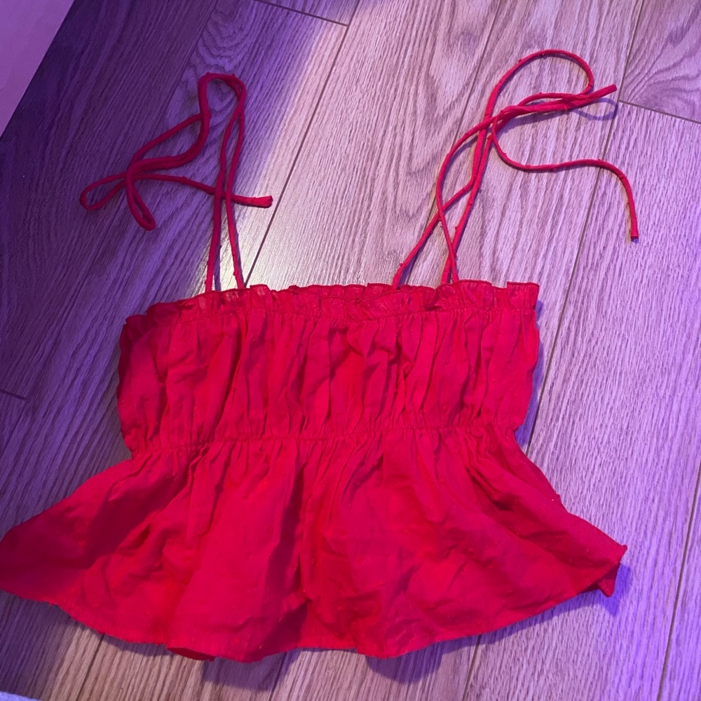 Red Tie strap crop top